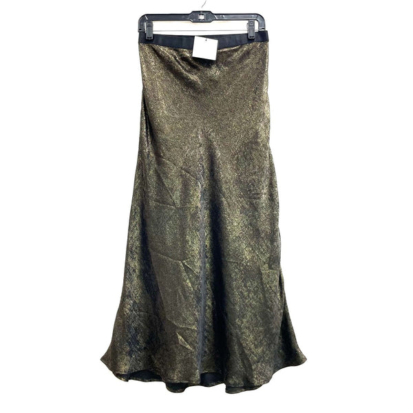 NWT Wmns ROCHELLE BEHRENS The Shirt Black Gold Shimmer Midi Skirt Sz XL MSRP$128