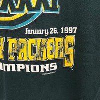 90s Vintage TULTEX Green Bay Packers Super Bowl XXXI Singlestitch T-Shirt Sz L