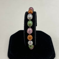 925 Sterling Silver Multi Color Pearl And Dangle Earrings