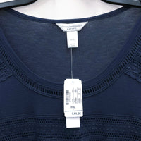 NWT Wmns CHRISTOPHER & BANKS Navy Blue Lace Detail Top Sz XL Petite MSRP$44.95