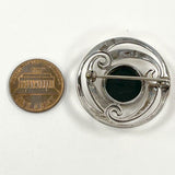 Sterling Silver Celtic Style Brooch with Black Onyx - 8.81g