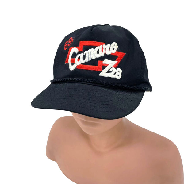 80s 90s Vintage NISSIN CAP '69 Camaro Z28 Car Black & Red Baseball Cap Hat OS