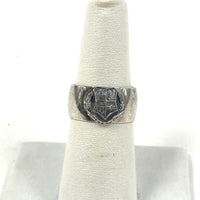 Sterling Silver Vintage Sz. 6.75 Omega Mu Chi Fraternal 9.5mm Wide Ring, 6.23g