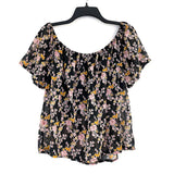 NWT Wmns JEANS by BUFFALO Black Floral Cherry Blossom Loose Fit Chiffon Top Sz M