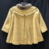 Girls 1940s Vintage Yellow Wool Faux Fur Collar Jacket & Hat No Sz